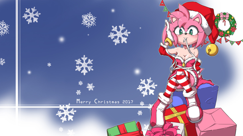 amy_rose breasts christmas clothed sonic_(series) thighhighs zoncrown