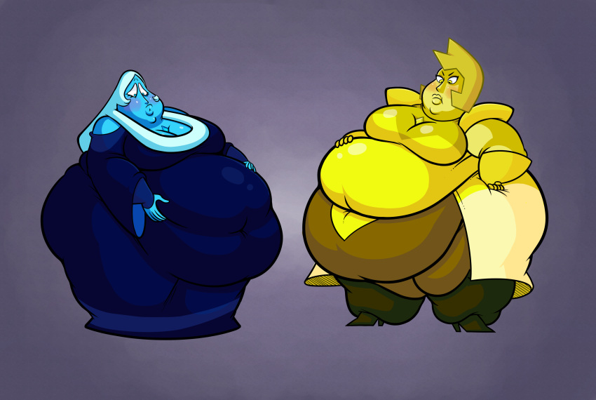 bbw blue_diamond_(steven_universe) cartoon_network diamond_authority dustindemon gem_(species) large_female morbidly_obese obese overweight steven_universe what yellow_diamond_(steven_universe)