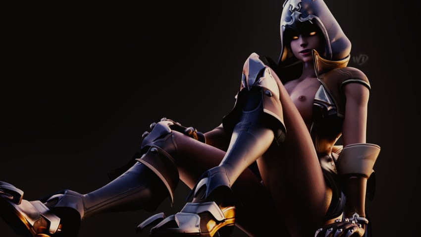 3d alternate_costume areolae blender blizzard_entertainment breasts demon_hunter_(diablo) demon_hunter_sombra diablo female female_only halloween_terror_series looking_at_viewer nipples overwatch solo sombra wunder