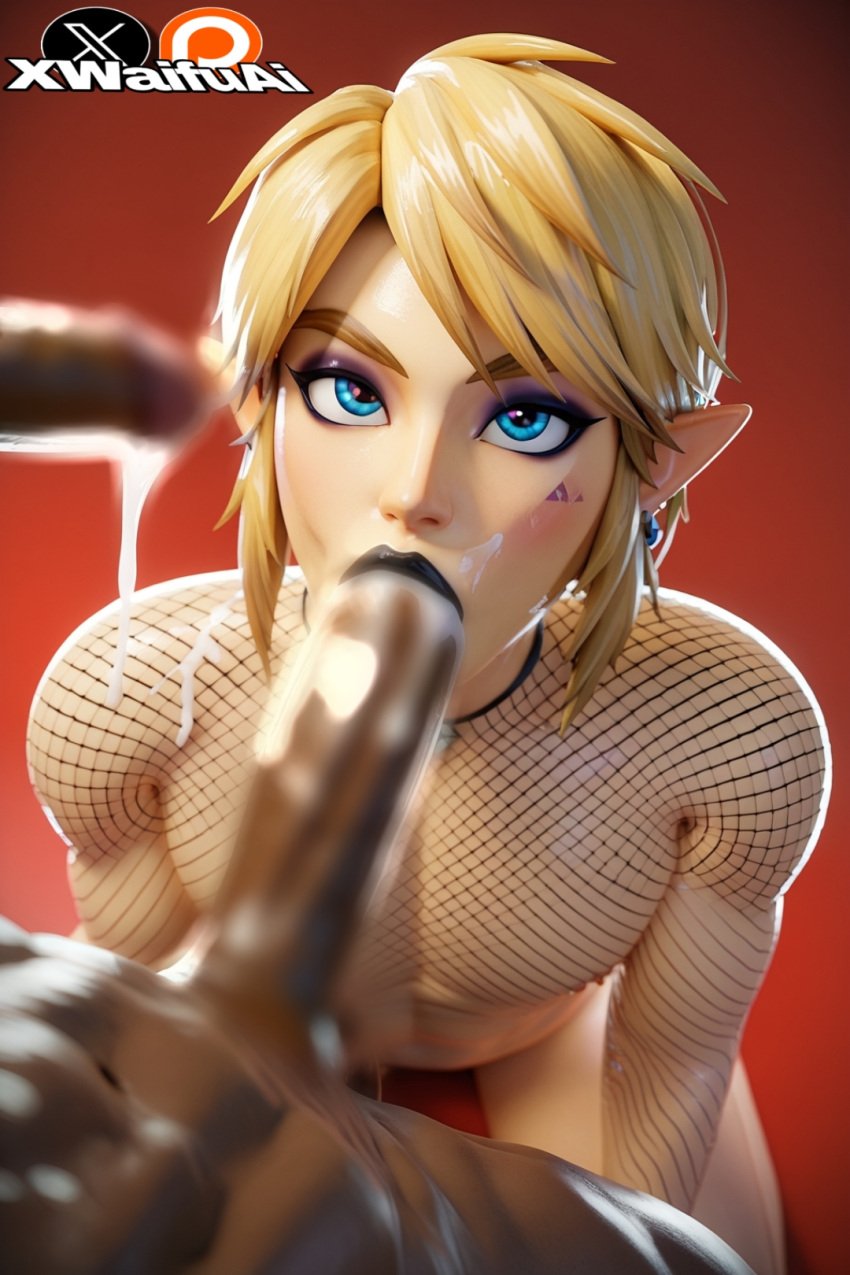 1boy 1femboy abs ai_generated ass_focus ass_grab blonde_hair blue_eyes bottom_heavy bottom_heavy_femboy censored crop_top cute_male femboy feminine feminine_male femsub fishnets girly hung hung_femboy link link_(breath_of_the_wild) male male_focus short_shorts sissy solo the_legend_of_zelda thick thick_ass thick_boy thick_thighs xwaifuai