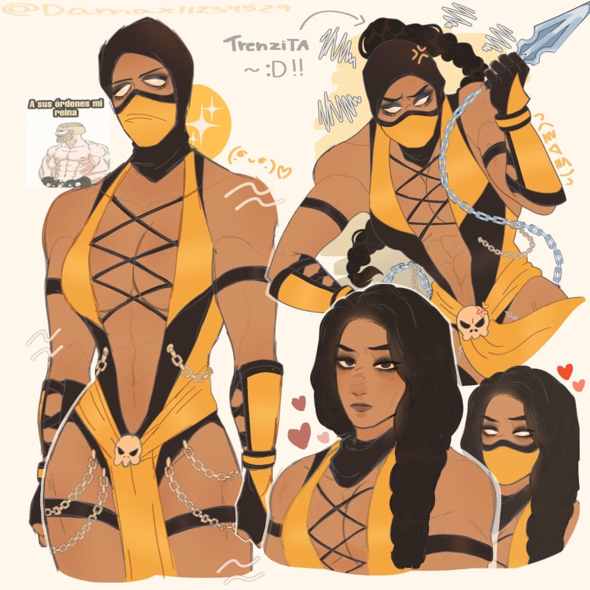 abs damax female female_focus female_only hanzo_hasashi midway midway_games mortal_kombat muscle muscle_girl muscle_tone muscles netherrealm_studios ninja ninja_girl ninja_mask rule63 rule_63 scorpion_(mortal_kombat) spectre warner_bros warner_bros._games warner_brothers white_eyes