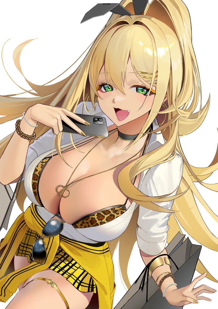 1girls artist_request blonde_hair breasts female goddess_of_victory:_nikke green_eyes gyaru hi_res huge_breasts long_hair rupee_(nikke) tan-skinned_female tanned_skin