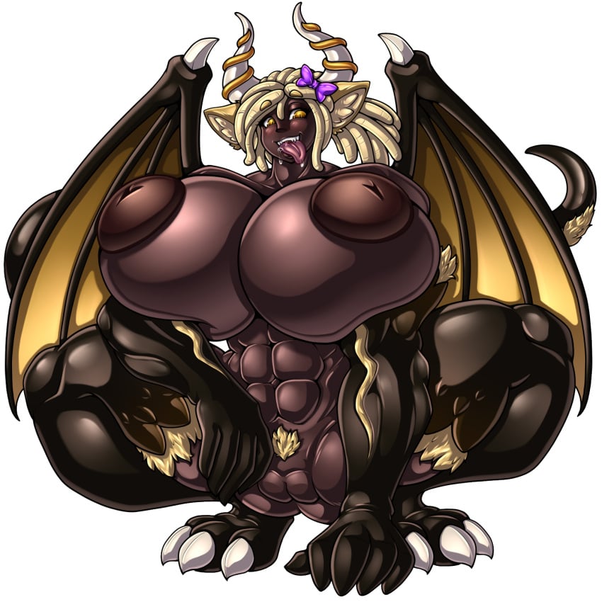 2024 3_toes abs accessory adjatha animal_ears animal_humanoid back_wings big_breasts black_body black_scales blonde_hair blush bodily_fluids bow_ribbon breasts brown_body brown_skin cat_humanoid claws crouching dragon dragon_humanoid drooling feet felid felid_humanoid feline feline_humanoid female fur genitals gryvain hair hair_accessory hair_ribbon hairbow hi_res horn horn_jewelry huge_breasts humanoid hybrid inverted_nipples jewelry kaithrit looking_at_viewer mammal mammal_humanoid membrane_(anatomy) membranous_wings multicolored_body muscular muscular_female muscular_humanoid mythological_creature mythological_scalie mythology nipples nude plump_labia pubes pupils pussy ribbons saliva scales scalie simple_background slit_pupils solo story story_in_description sunmi_dracow tail thick_thighs toe_claws toes tongue tongue_out trials_in_tainted_space white_background wide_hips wings yellow_body yellow_eyes yellow_fur