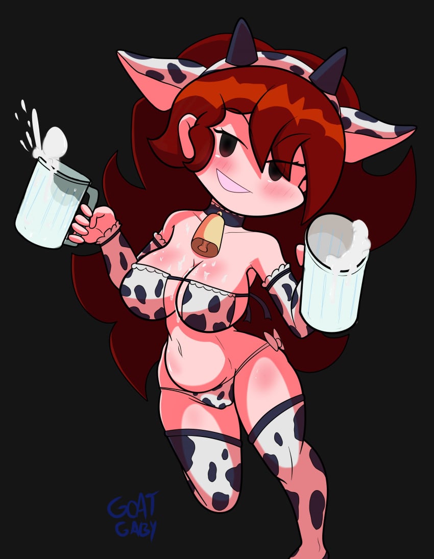 1girl 1girls absurd_res after_milking armwear artist_request artist_signature auburn_hair belly_button big_ass bikini black_background black_eyes breasts cow_armwear cow_bikini cow_ears cow_girl cow_legwear cowbell don't_care_about_the_source_lmfao eyebrows_visible_through_hair eyelashes_visible_through_hair female female_focus female_only fnf friday_night_funkin girlfriend_(friday_night_funkin) hi_res holding holding_cup milk no_sex no_visible_face simple_background solo solo_female source_request tagme thick_thighs thighs