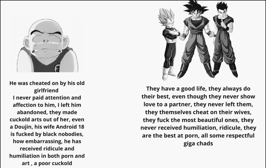 dragon_ball dragon_ball_super dragon_ball_z goku humiliation krillin kuririn sad son_gohan son_goku tears texto vegeta