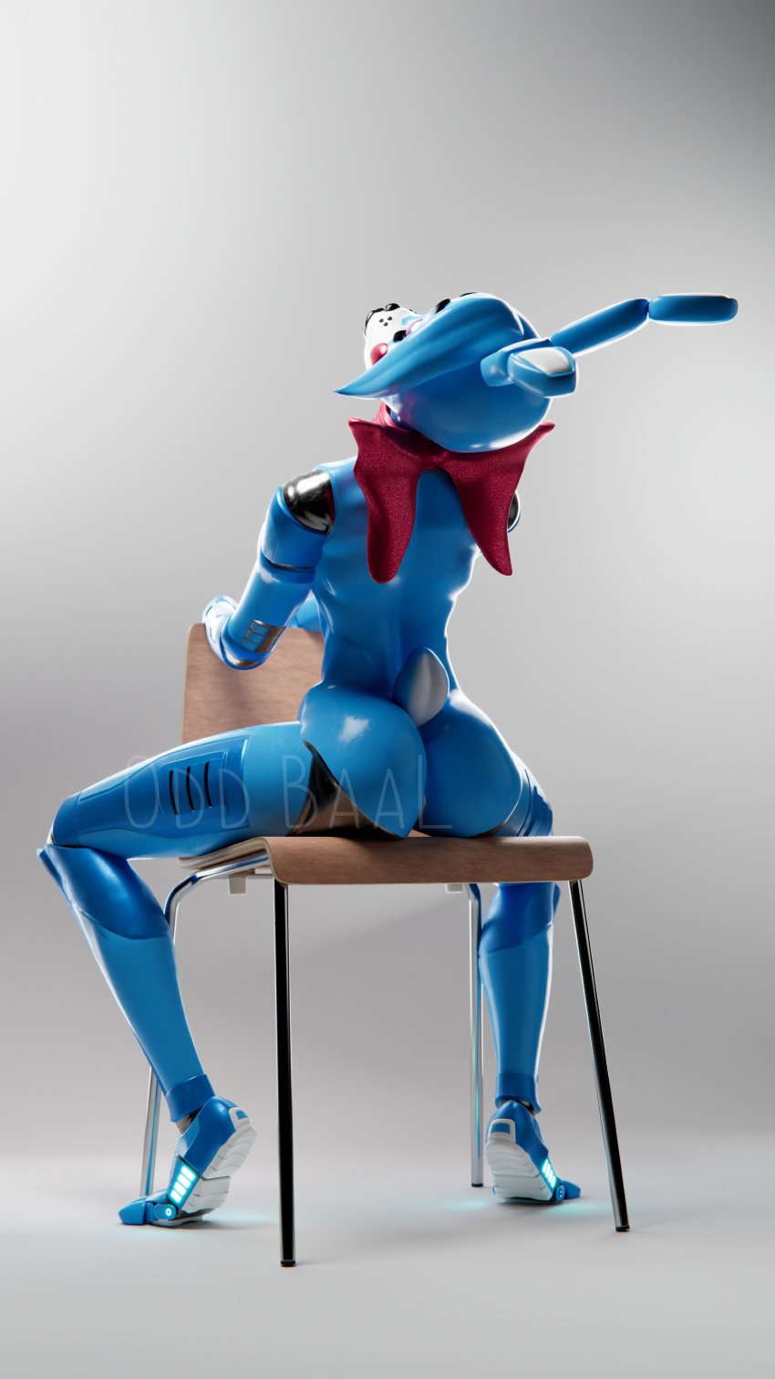 2024 3d_(artwork) absurd_res animatronic anthro ass blender_(artwork) blue_body bow_tie bubble_butt clothing digital_media_(artwork) female five_nights_at_freddy's five_nights_at_freddy's_2 hair hi_res lagomorph leporid machine mammal nude oddbaals rabbit robot robot_anthro scottgames simple_background solo tail toy_bonnie_(fnaf) toy_bonnie_(psychojohn2) watermark