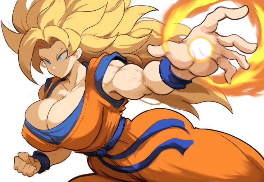 ai_generated alien alien_girl big_breasts blonde_hair dragon_ball dragon_ball_super dragon_ball_z female genderswap_(mtf) large_breasts long_hair mature_female milf mullon muscular_female novelai rule_63 saiyan son_goku super_saiyan_3 very_long_hair