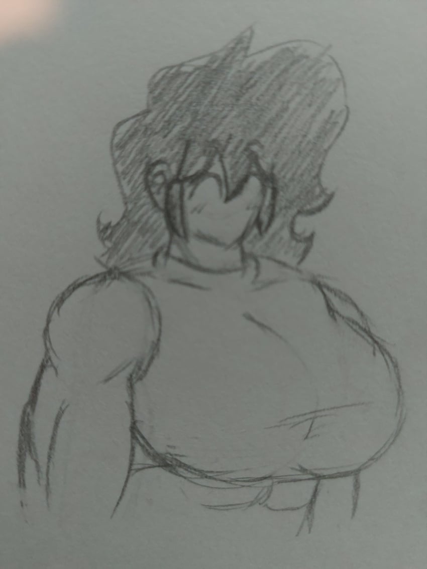 abs big_breasts black_hair breast_outline closed_eyes dud3thatdraws fanart female female_focus female_only happy happy_female marie_(tag-a-long) mime mime_girl mouthless mouthless_female muscle muscle_girl muscles muscular muscular_arms muscular_female original original_art original_artwork sketch