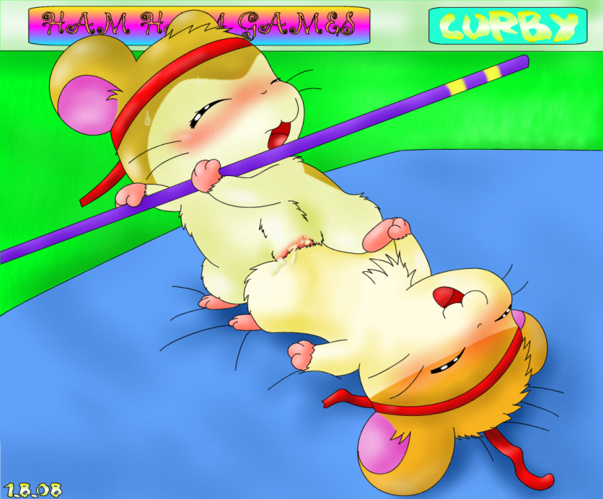 2008 2girls blush curby hamster hamtaro hamtaro_(series) multiple_girls pashmina_(hamtaro) pussy tagme