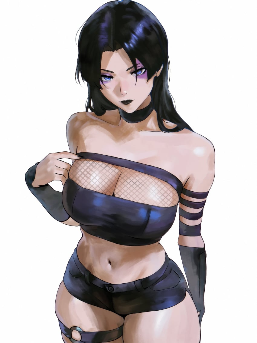 1girls asian asian_female bare_shoulders big_breasts black_hair busty cleavage clothed dark_hair face_markings female female_only goth goth_girl gothified huge_breasts insomniaboin japanese japanese_female large_breasts light-skinned_female light_skin marvel marvel_comics marvel_rivals psylocke psylocke_(marvel_rivals) sai_(marvel) tagme x-men