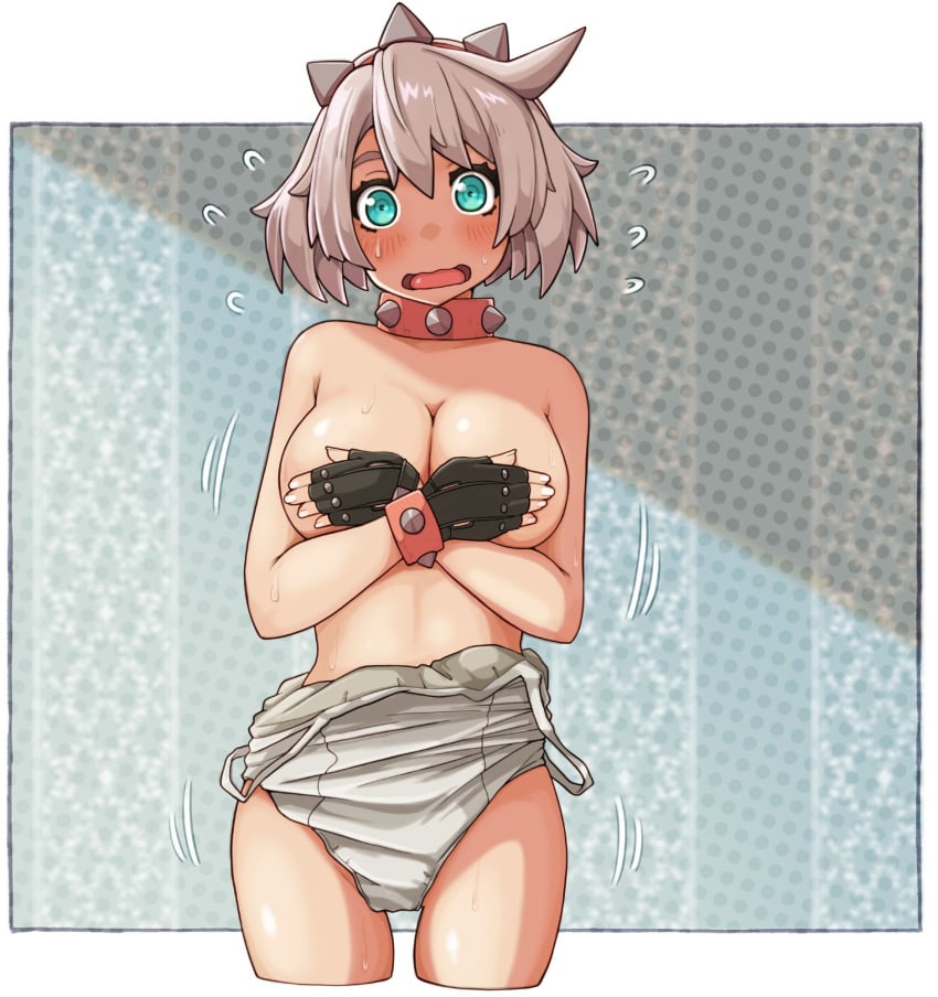 1girls blush breasts covering elphelt_valentine embarrassed female guilty_gear sugag tagme