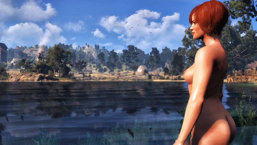 3d areolae ass breasts cd_projekt_red female female_only in_water nipples red_hair shani solo the_witcher the_witcher_(series) the_witcher_3:_wild_hunt xpsfm yellow_eyes