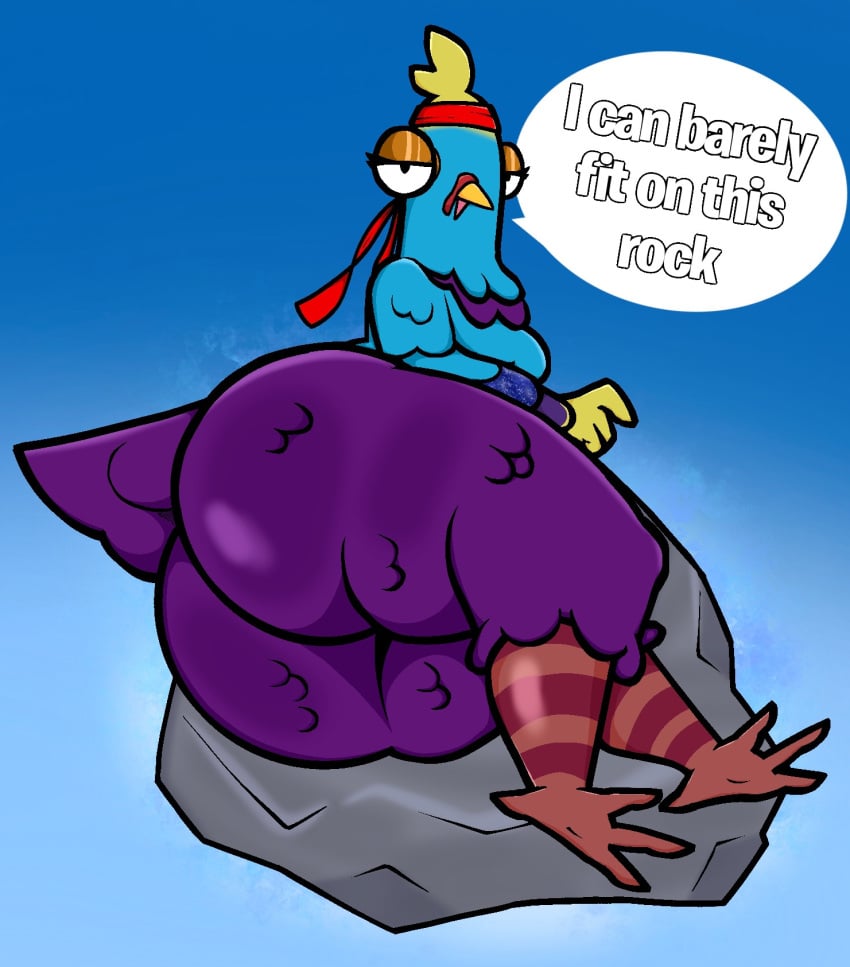 1girls anthro avian big_ass big_breasts breasts bubble_butt budge_(fortnite) english_text female fortnite furry huge_ass lewdewott text thick_thighs wide_hips