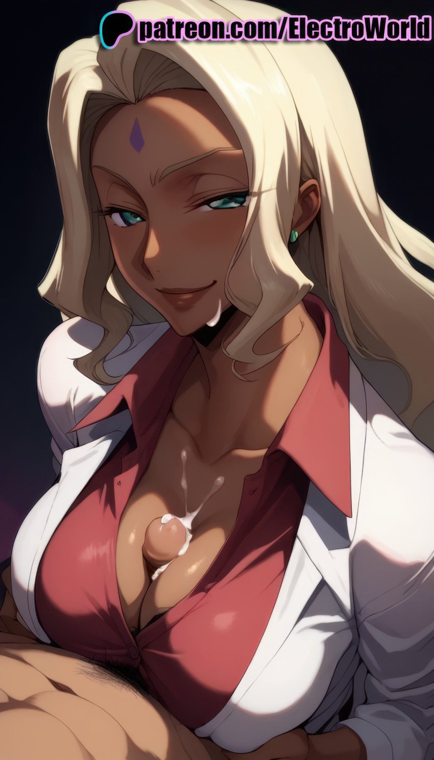 1boy 1girls ai_generated blonde_hair blush breasts breasts cock code_geass cum cum_drip cum_in_mouth cum_on_body cum_on_breasts cum_on_face cum_on_hair cumshot dark-skinned_female dark_skin electroworld exposed_breasts female female female_focus genitals grabbing_breasts grabbing_own_breast highres jerking looking_at_viewer male male/female masturbation nipples nude nude_female nude_male paizuri penis penis_out rakshata_chawla shiny_skin uncensored vein veins veiny_penis