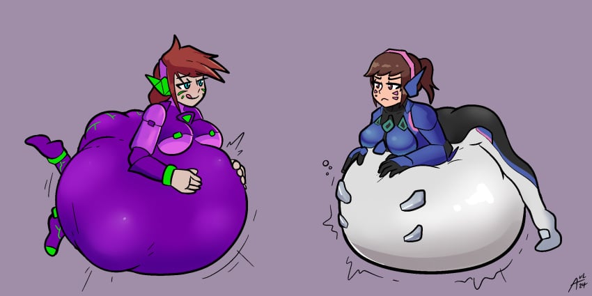 d.va digestion implied_digestion lying_on_stomach multiple_preds multiple_prey overwatch salamoun same_size_vore soft_vore struggling struggling_prey vore vore_belly