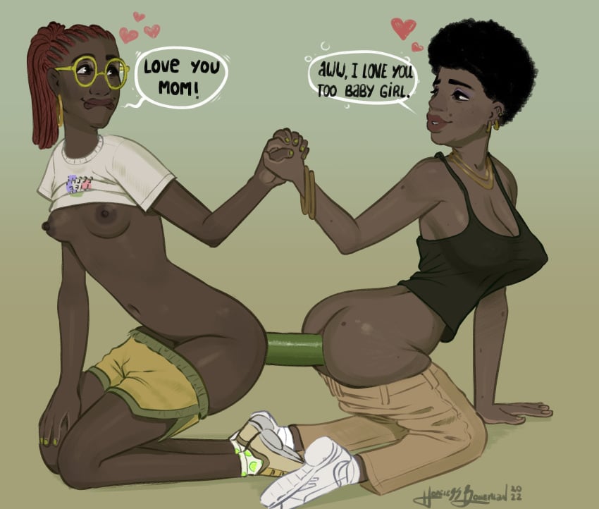 2girls african african_female afro anus ass breasts dark-skinned_female dark_skin daughter dildo_in_ass hopelessbohemian incest milf mother mother_and_daughter