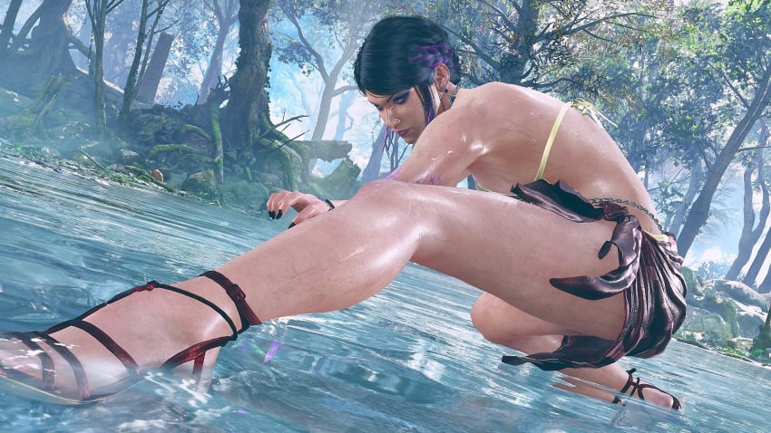 1girls bikini female female_only sweat tekken tekken_8 thick_thighs wet zafina_(tekken)