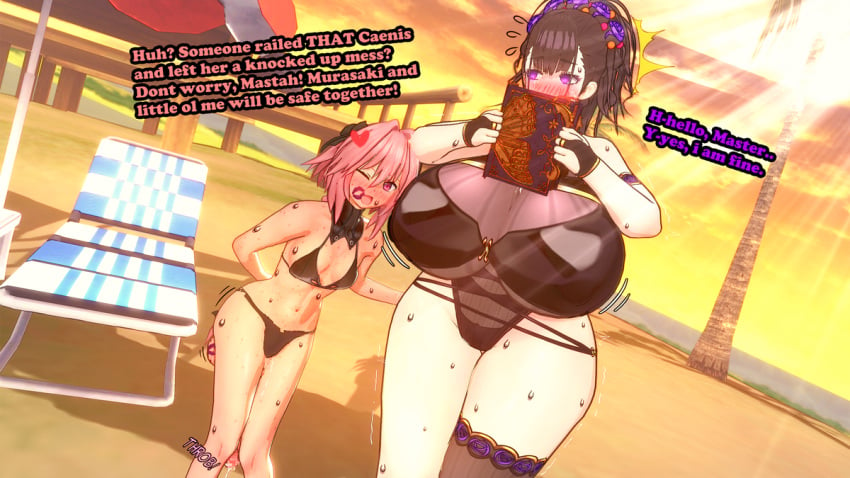 1girls 3d astolfo_(fate) baobabz dark_hair fate/grand_order fate_(series) femboy femboy_with_female huge_breasts murasaki_shikibu_(fate) otoko_no_ko straight thick_thighs voluptuous