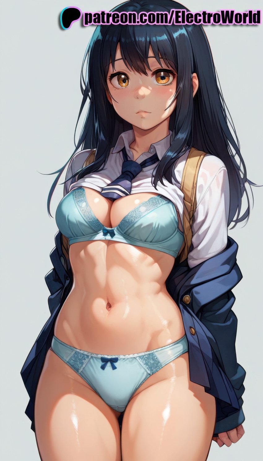 1girls ai_generated black_hair bra curvaceous curvy curvy_body curvy_female electroworld female female female_focus female_only highres inviting_to_sex mieruko-chan panties seductive seductive_look seductive_pose shiny_skin solo solo_female uncensored underwear voluptuous voluptuous_female yotsuya_miko