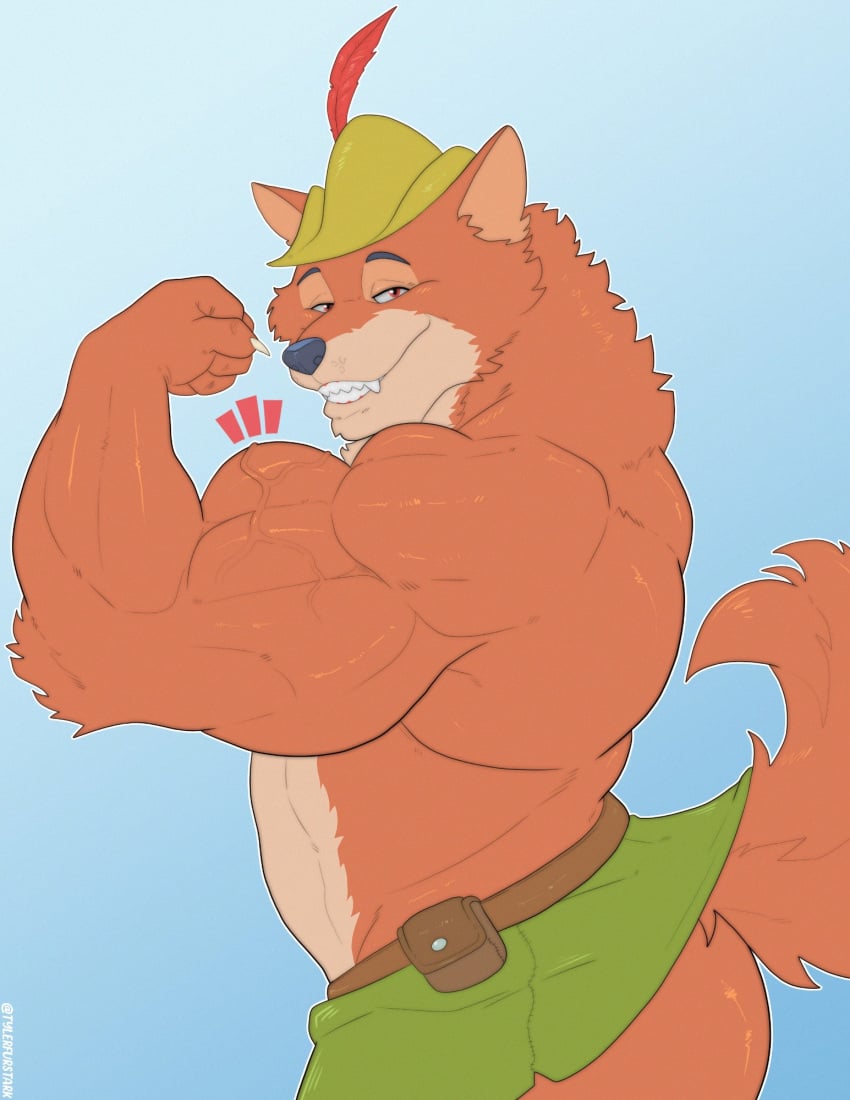 anthro ass bara barazoku disney flexing fox furry male male_only muscles muscular nude robin_hood_(character) robin_hood_(disney) shirtless solo solo_male tylerstark