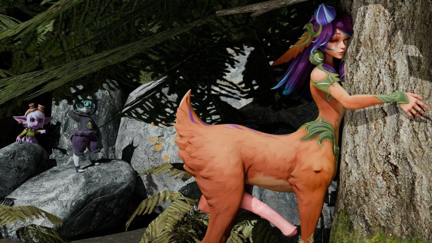 3d animal_genitalia_on_humanoid balls bunny_ears bunny_girl centaur deer deer_ears deer_girl deer_taur forest futanari futataur horsecock horsecock_futanari horsecock_on_humanoid lagomorph league_of_legends monster_girl rabbit_ears rabbit_girl shortstack taur tristana vex_(league_of_legends) yordle