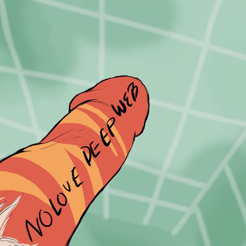 1futa album_cover album_reference artist_request cartoon_network death_grips english_text futanari jasper_(steven_universe) no_love_deep_web orange_skin penis_focus penis_only pubic_hair source_request steven_universe tile_background white_pubic_hair writing_on_penis