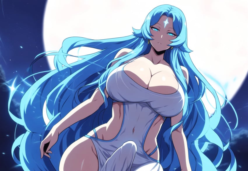 1futa ai_generated blue_body blue_skin cleavage erection futa_only futanari large_breasts moon mullon nameless_character novelai original penis solo solo_focus spirit thick_thighs