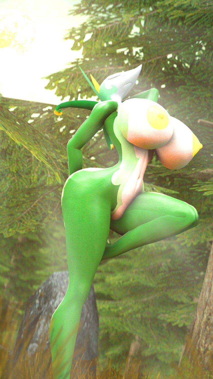 2019 3d anthro big_breasts breasts crocwife digital_media_(artwork) female lizard nintendo nipples nude pokémon_(species) pokémorph pokemon pussy red_eyes reptile scalie serpentine serperior solo video_games