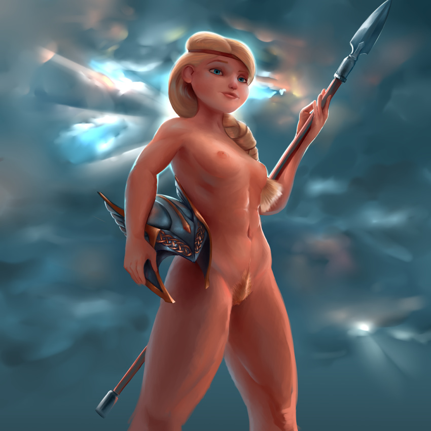 areolae astrid_hofferson athletic_female blonde_hair blonde_pubic_hair breasts dreamworks female female_only helmet how_to_train_your_dragon nipples nude pubic_hair pussy solo syyyn_(frostydude)