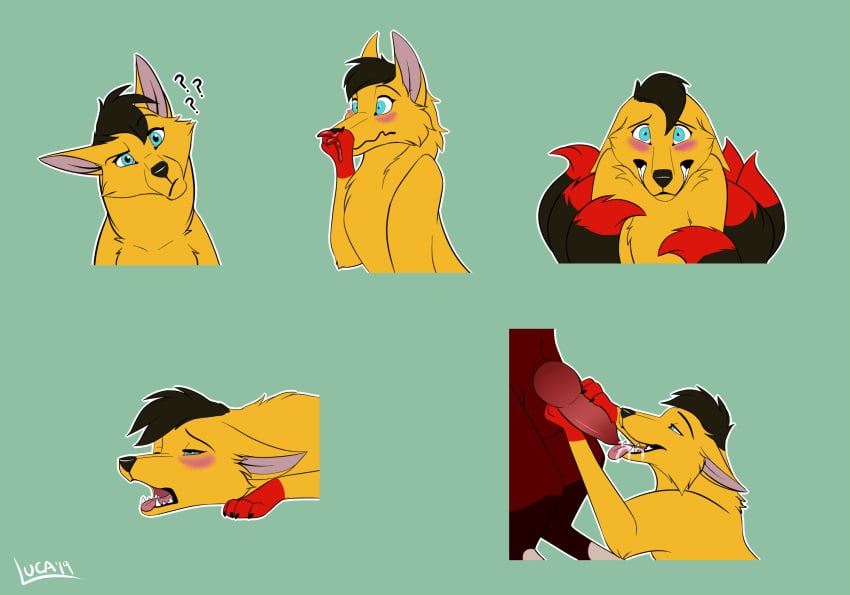 blood canid canine confusion cum duo embarrassed female fox kira_redpaw knot luca male mammal nosebleed penis satisfied solo_focus telegram_stickers