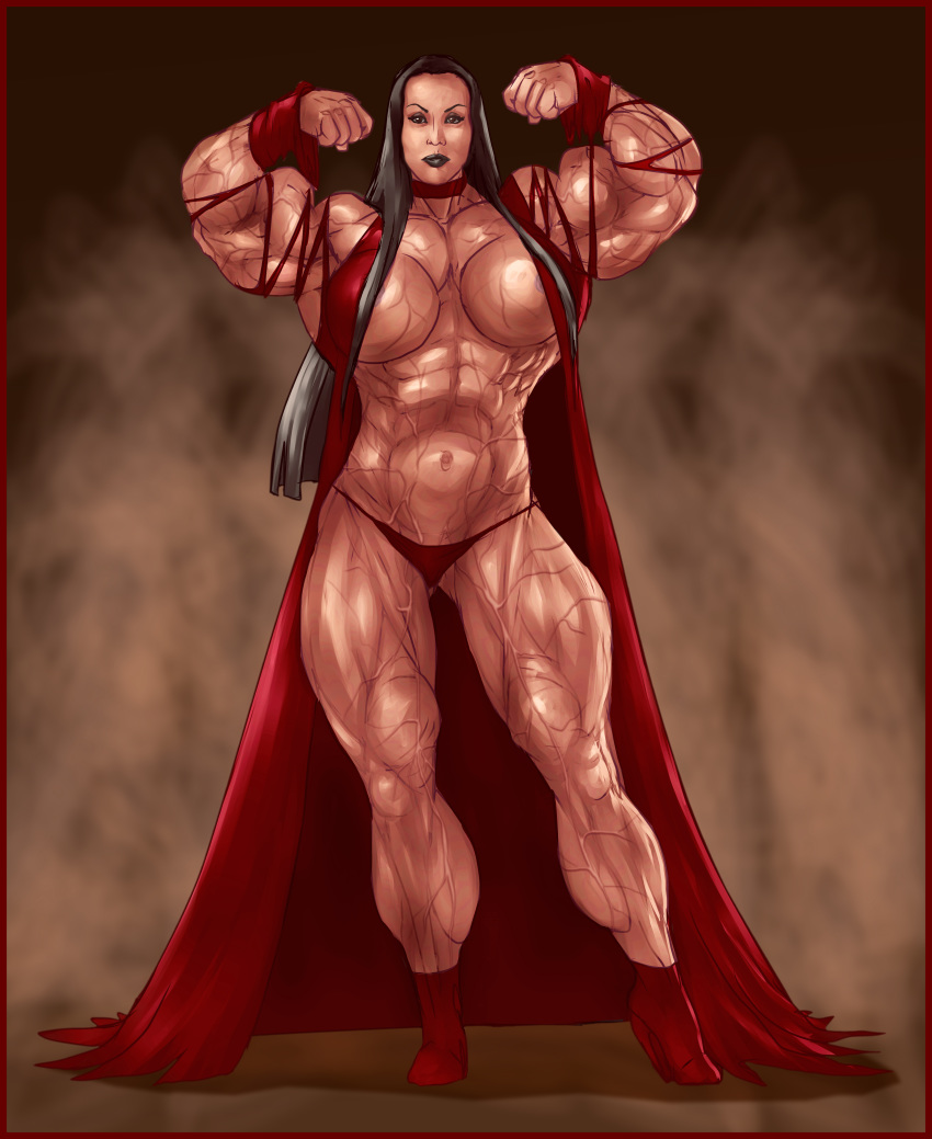 b9tribeca bodybuilder choker denise_masino extreme_muscles hi_res highres muscle muscles muscular muscular_female red