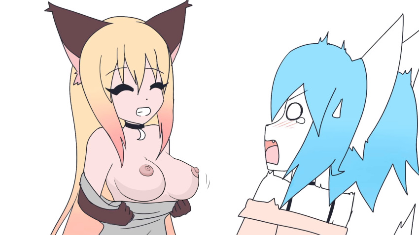 animal_ears animation_meme_community breasts duo edit flashing flashing_breasts furry luna_(wolfychu) tagme virtual_youtuber wolfychu youtube