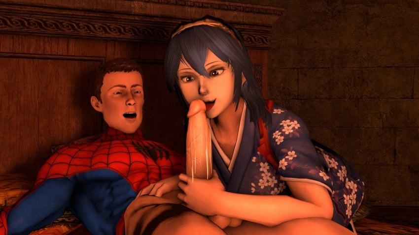 3d cowman crossover eastern_and_western_character female fire_emblem fire_emblem_awakening lucina_(fire_emblem) male marvel marvel_comics penis peter_parker spider-man spider-man_(series) straight_hair tagme