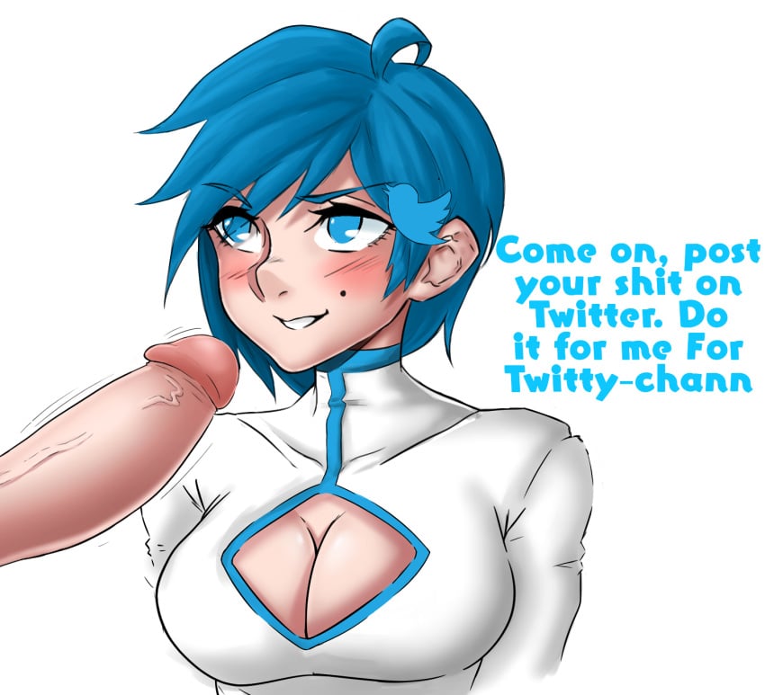 blue_hair female gijinka human penis site-tan smile twitter twitter-tan twitter_bird vicsenpai