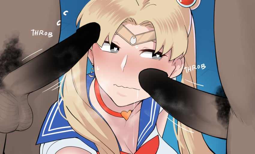 bishoujo_senshi_sailor_moon blonde_hair blue_eyes censored clothing dark-skinned_male female kosu900 male meme ntrman penis pubic_hair sailor_moon sailor_moon_redraw_challenge sailor_senshi sailor_senshi_uniform uncensored usagi_tsukino