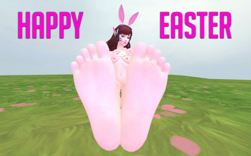 1girls 3d breasts brown_eyes brown_hair d.va feet female female_only foot_fetish foot_focus knismotik overwatch soles solo