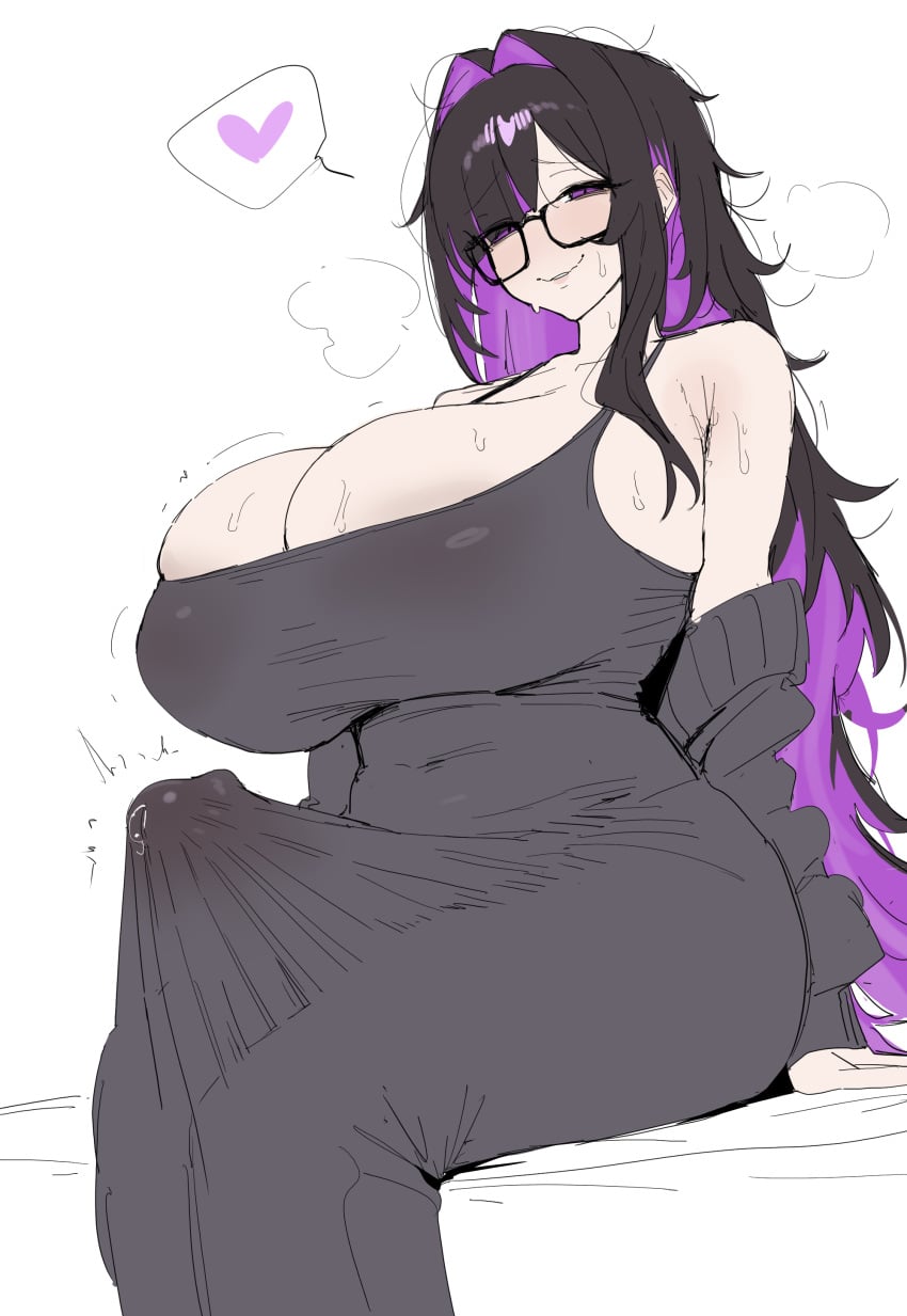 2d_artwork absurdres areola areola_slip areolae areolae_slip areolae_visible_through_clothing bare_shoulders belly belly_button belly_button_visible_through_clothing big_breasts big_cock big_penis black_dress black_hair breasts bulge bulge_through_clothing bulge_under_clothes clothed clothing cock colored_inner_hair commentary_request curvaceous curvaceous_figure curvy curvy_body curvy_female curvy_figure curvy_hips dick dress erect_penis erection erection_under_clothes erection_under_clothing female futa_only futanari genital_fluids genitals glasses goddess_of_victory:_nikke hair_intakes hair_over_one_eye heart hi_res highres hourglass_figure huge_breasts intersex intersex_only korean_commentary label_(nikke) large_breasts large_cock large_penis light-skinned_futa light_skin long_hair looking_at_viewer multicolored_hair navel navel_visible_through_clothes nipple_bulge nipples nipples_visible_through_clothing pale_skin penis precum precum_drip precum_through_clothes precum_through_clothing purple_eyes purple_hair simple_background sitting smile solo solo_futa spoken_heart stomach straight_hair sweat sweatdrop sweating sweaty sweaty_body sweaty_breasts tenting thick_thighs thighs throbbing throbbing_penis two-tone_hair very_long_hair voluptuous white_background wide_hips xipa
