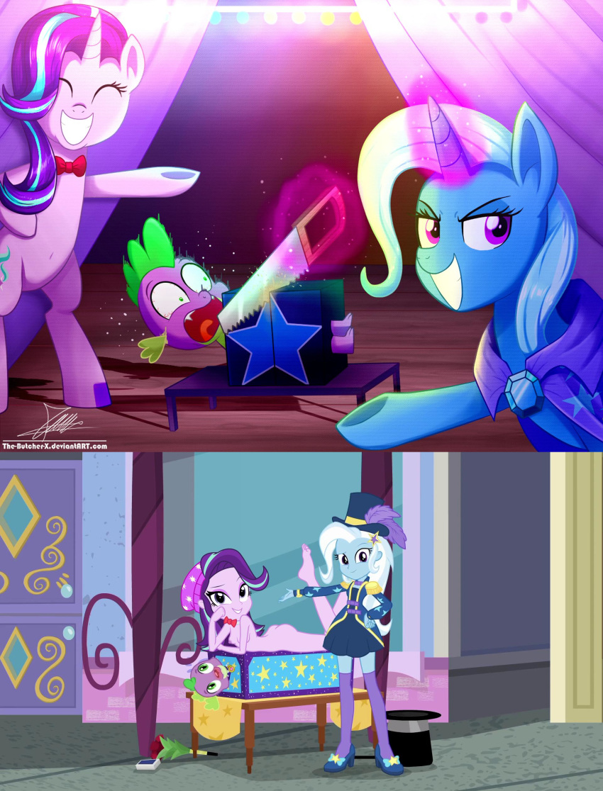 equestria_girls friendship_is_magic legendaryspider my_little_pony smooth_skin spike_(mlp) starlight_glimmer the-butcher-x trixie_(mlp)