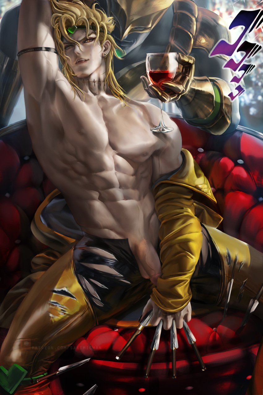 1boy blonde_hair dio_brando jojo's_bizarre_adventure male male_only nude penis sakimichan stand_(jjba) stand_ability stardust_crusaders the_world time_stop yellow_eyes