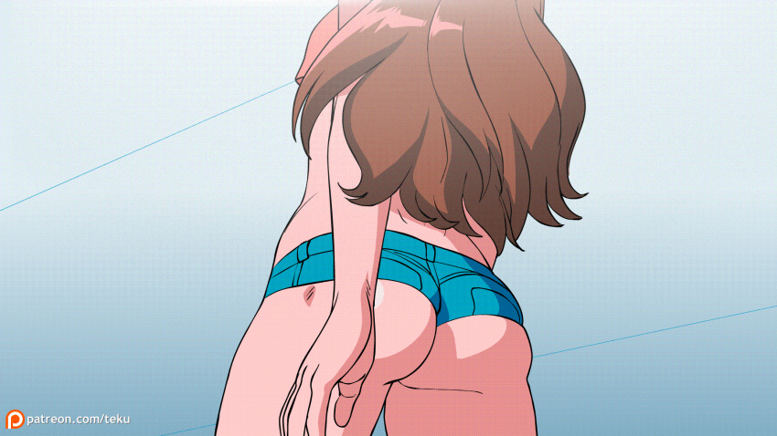 1girls animated animated_gif ass breasts brown_hair dat_ass hotpants solo solo_female tammy_(tekuho) teenager tekuho walking