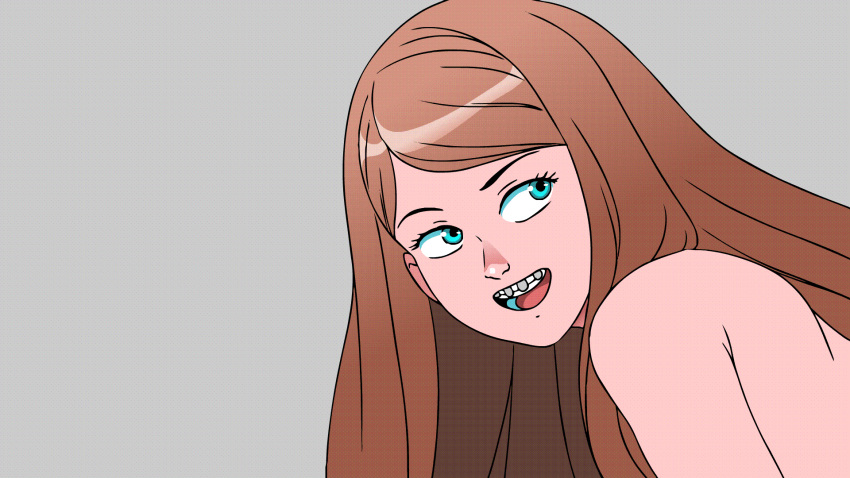 1girls animated animated_gif blue_eyes braces brown_hair insertion orgasm tammy_(tekuho) teenager tekuho