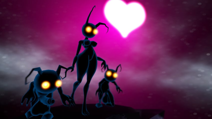 3d anthro balls breasts female glowing glowing_eyes heartless hi_res humanoid kingdom_hearts male penis pussy square_enix ticktockdeadman video_games yellow_eyes