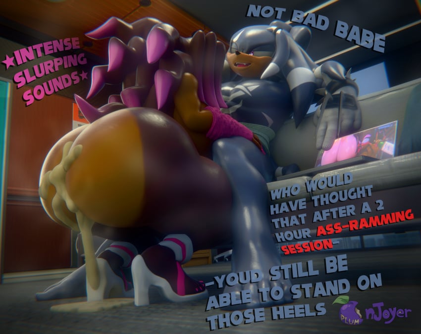 1boy 1girls 3d 3d_(artwork) anthro big_ass big_balls big_boobs big_breasts big_butt big_penis big_thighs bimbo bimbo_anthro bimbo_body bimbo_lip bimbo_lips blender blender_(software) blender_eevee blowjob blowjob_face cum cum_drip cum_in_ass cum_inside cumshot female furry high_heels huge_ass huge_breasts huge_butt huge_cock huge_penis knollie_(plumenjoyer) lipstick lipstick_mark lipstick_on_penis lipstick_smear male mobian_(species) mobian_echidna mobian_hedgehog oc oral original original_character original_characters plumenjoyerse rolling_eyes saliva saliva_trail sega sloppy sloppy_blowjob smite_(plumenjoyer) sonic_(series) sonic_the_hedgehog_(series) sonic_transformed_(series) sonic_transformed_3 squatting