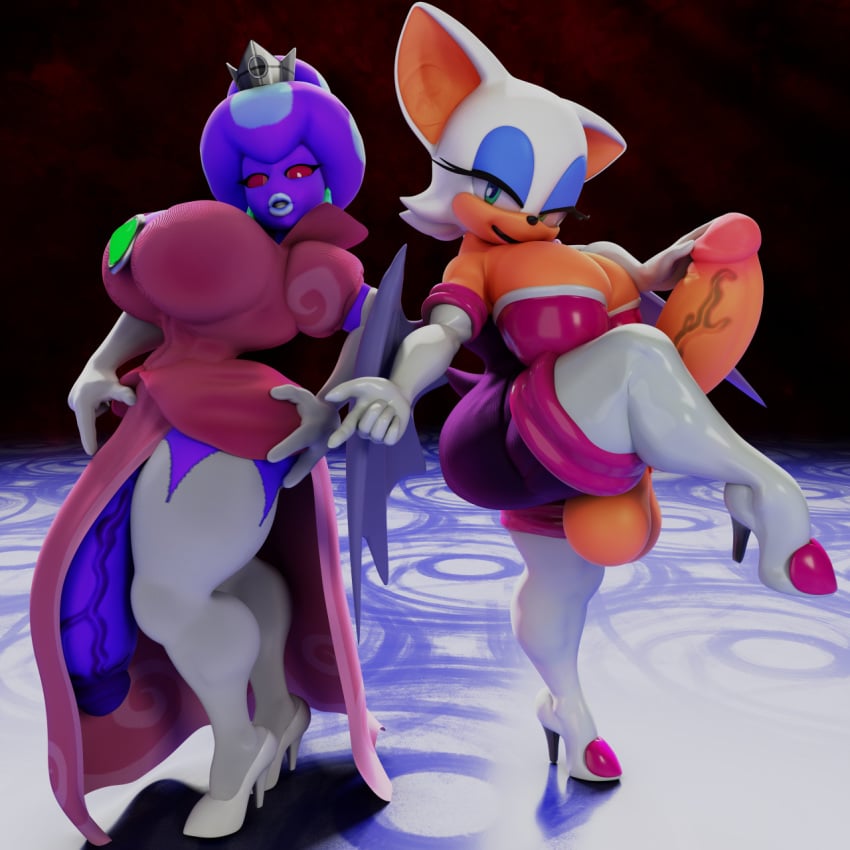 2futas 3d 3d_model ass balls big_balls big_breasts big_penis bimbo breasts dickgirl erect furry futa_with_futa futanari high_heels humanoid intersex legs mario_(series) mario_and_luigi_(series) mobian mobian_(species) mobian_bat nintendo nipples penis princess_shroob rouge_the_bat sega sonic_(series) sonic_adventure_2 sonic_the_hedgehog_(series) southerwigwam