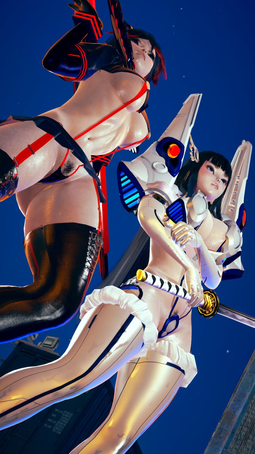 3d hairy_pussy kill_la_kill kiryuuin_satsuki matoi_ryuuko realistic studio_neo_2