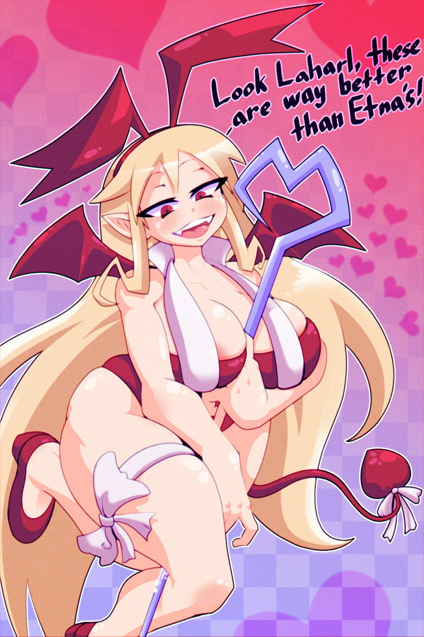 big_breasts bimbo breasts disgaea disgaea_1 flonne flonne_(fallen_angel) garbagioni huge_breasts large_breasts nippon_ichi_software staff thick_thighs thighs