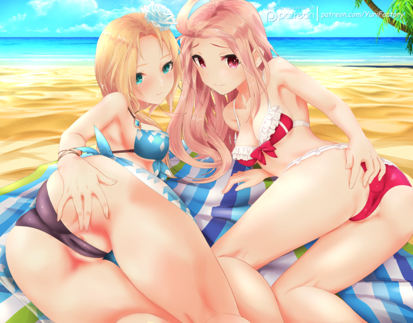 2girls bilibala cleo_(king's_raid) frey_(king's_raid) king's_raid multiple_girls pussy uncensored