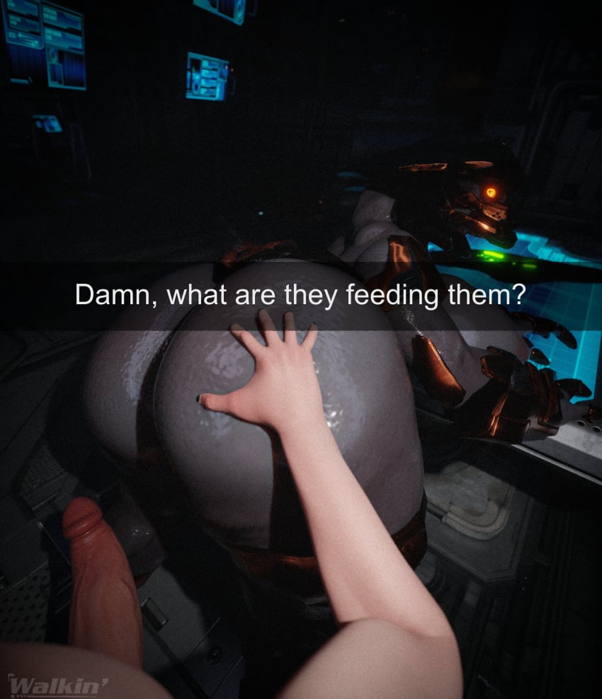 1boy 1boy1girl 1girls alien arousal aroused big_ass big_breasts coolmaster98 erect erect_penis erection female hand_on_butt huge_ass keeponwalkin sangheili