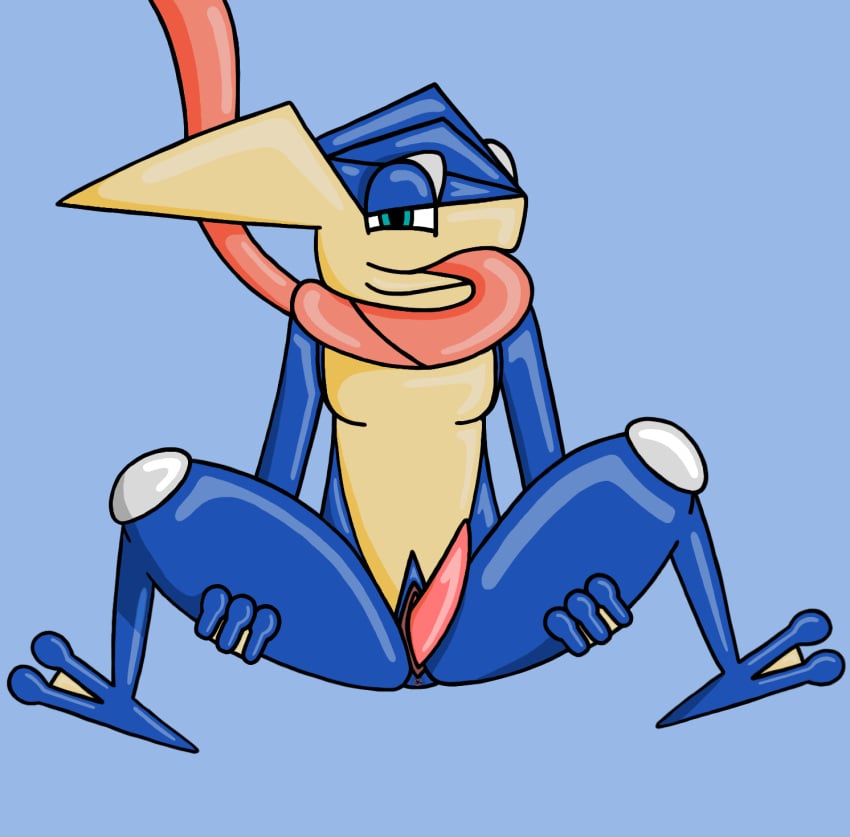 amphibian anthro comet_the_greninja cometmystic21 digital_media_(artwork) erection frog generation_6_pokemon genitals greninja hi_res looking_at_viewer male male/male nintendo nude open_mouth penis pokemon pokemon_(species) presenting simple_background solo tongue