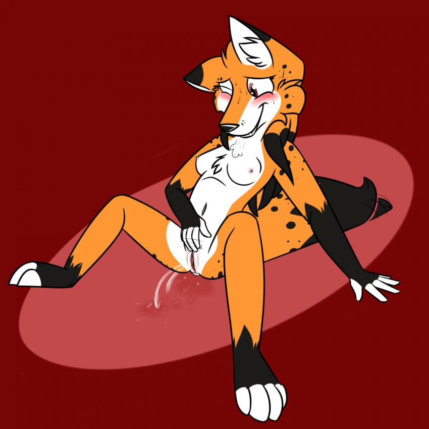 2017 anthro black_fur black_hair blush breasts brown_eyes canid canine dipstick_tail female fox fur gloves_(marking) hair lying mammal markings marya masturbation multicolored_fur multicolored_tail nude on_back one_eye_closed orange_fur orange_hair pussy red_background ryofox630 simple_background solo vaginal_masturbation vaginal_penetration white_fur